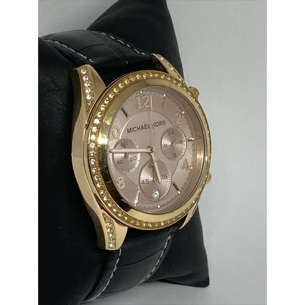 Michael Kors Blair MK5943 Women's Black Leather Analog Dial Quartz Watch WO324